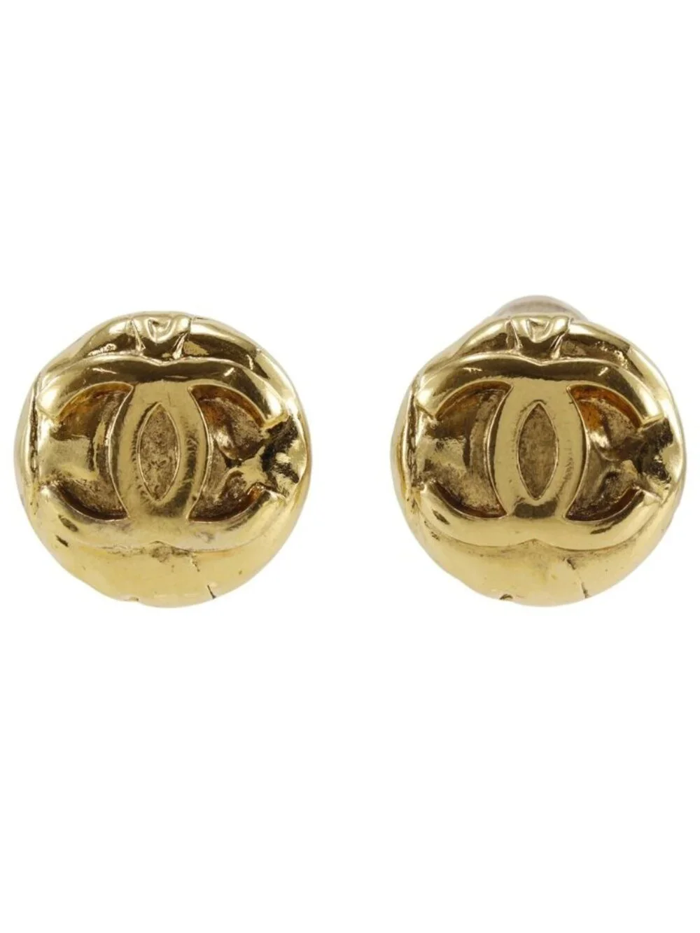Chanel CC Logo Vintage Gold Plated Earrings